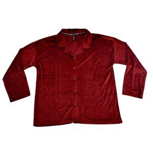 Steve Madden Luxurious Deep Red Velvet Button-Up Shirt Long‎ Sleeve Size XL